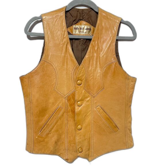 Vintage Western Leather Cowboy Vest - Picture 7 of 9
